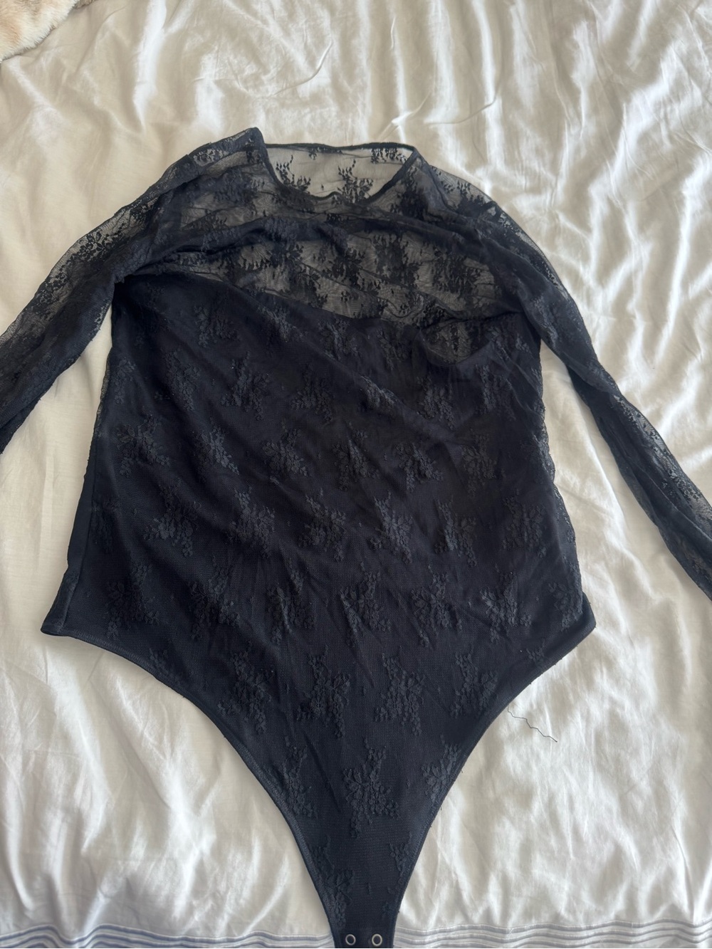 Abercrombie & Fitch Black Lace Long-Sleeve Bodysuit